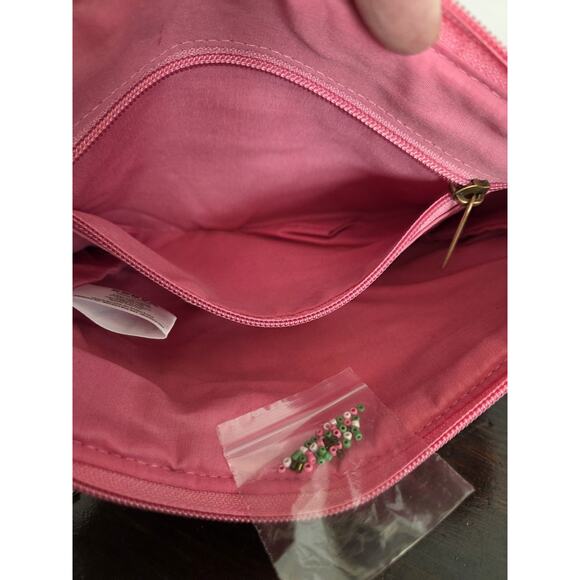 New America & Beyond Beaded Embellished Pink Zip Top Clutch Wrist Bag Letter J - Picture 8 of 10